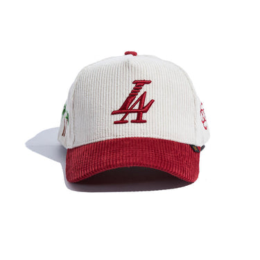 Paradise LA Corduroy Hat - Cream/Red