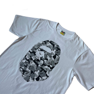 Grey Camo Multi Heads Ape Head T-shirt - White