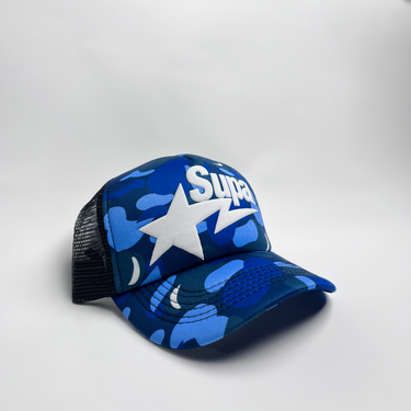 Supa Puff Sta' Trucker Hat - Blue Camo