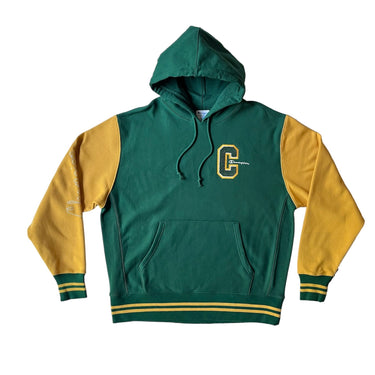 Reverse Weave Varsity Hoodie - Gold/Green