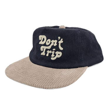 Don't Trip Two Tone Fat Corduroy Snapback - Navy/Tan