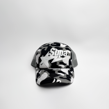 Supa Puff Sta' Trucker Hat - Gray Camo
