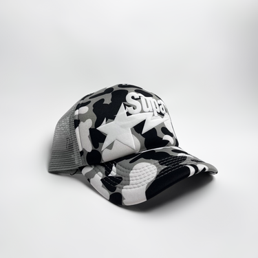 Supa Puff Sta' Trucker Hat - Gray Camo