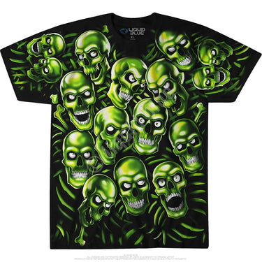 Skull Pile Green Glow In The Dark T-shirt - Black