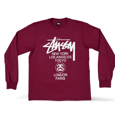 World Tour T-shirt L/S - Burgundy