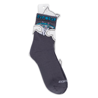 Shroom Cat Socks - Grey