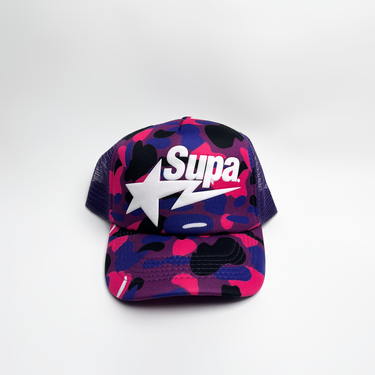 Supa Puff Sta' Trucker Hat - Purple Camo