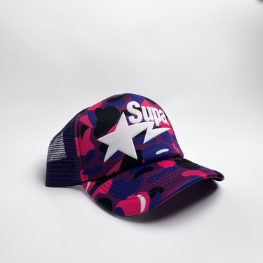 Supa Puff Sta' Trucker Hat - Purple Camo