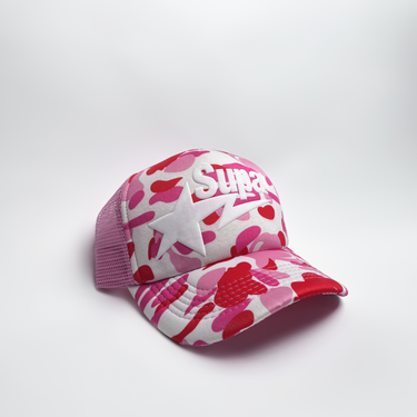 Supa Puff Sta' Trucker Hat - Pink Camo