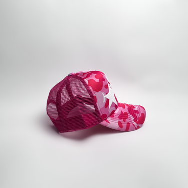 Supa Puff Sta' Trucker Hat - Neon Pink Camo