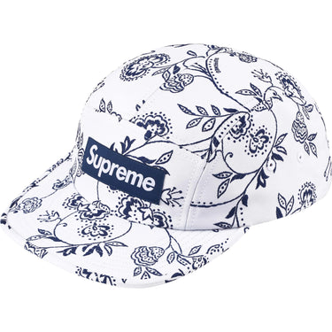 Floral Jacquard Camp Cap - White