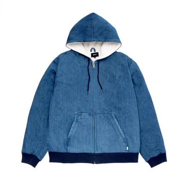 Colton Sherpa Fleece Lined Hooded Zip Denim Jacket - Blue