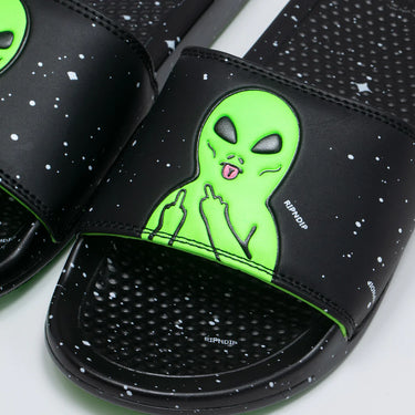 We Out Here Slides - Black/Neon Green